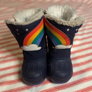 Cat & Jack Navy Blue Snow Boots with Rainbow Design Toddler sz 8